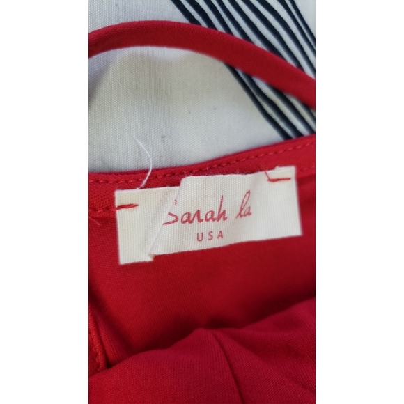 Mini red low cut lace up back skater dress - Picture 5 of 7